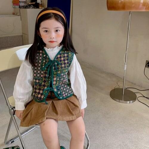 Baby Boys Girls Knitted Sweater Vintage Bow Printed Cotton Vintage Vest Infant Autumn Winter Sleeveless Cardigan Clothes 2-7Y