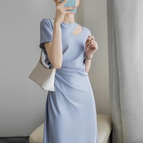 2021 Fashion designer summer women dress blue long elegant ladies dresses vintage casual simplee clothes bodycon vestido