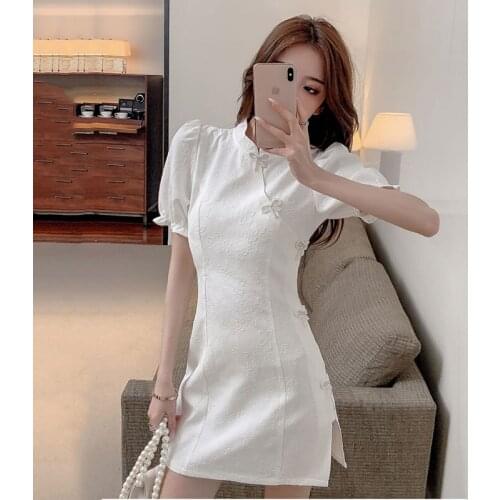 Chinese Female Dress Elegant Slim Plus Size Qipao Half High Collar Vintage Cheongsam Vestidos Sexy High Split Formal Dress