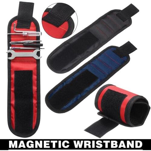 1pc 3 Rows Magnetic Wrist Band Tool Bag Screws Drill Holder Repair Tool Belt Wrist Holding Helper