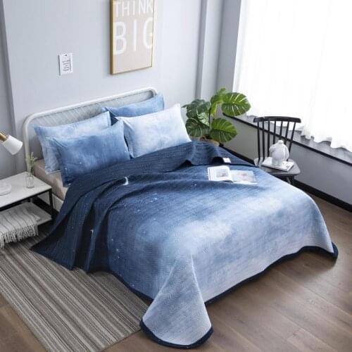 1 Pc Bed cover+2pcs Pillowcases bedding set Romantic starry sky bed Cover Navy blue Bedding Bedspreads Bed Pillowcases