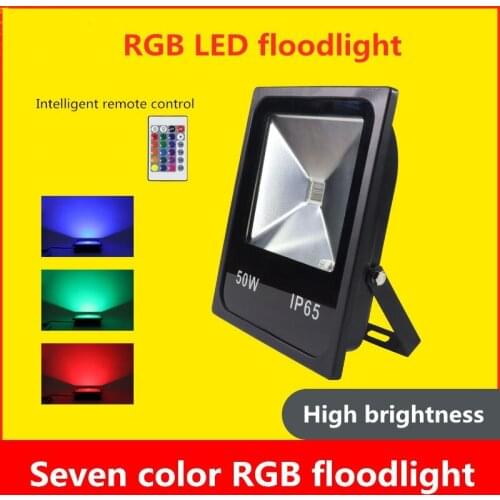 1X RGB LED Flood Light 10W 20W 30W 50W RGB Floodlight Waterproof Outdoor Garden Decoration Landscape Lighting AC85-265V