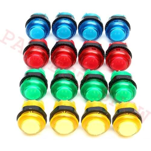 16PCS/LOT 33mm Arcade LED Illuminated Push button With Mirco Swich Round Buttons For Arcade LED Kits 5 colors Selection