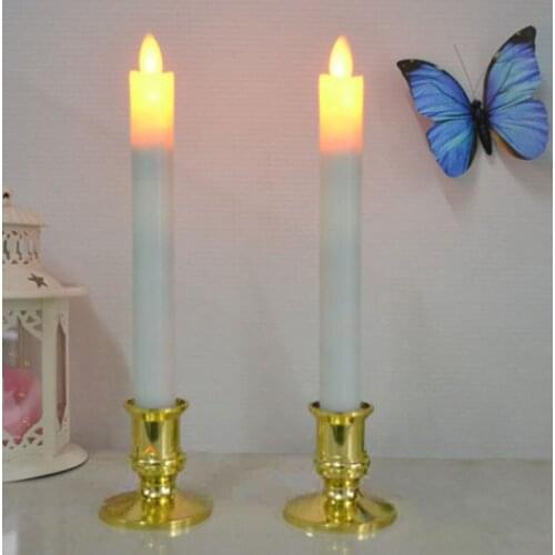 2Pcs Christmas Party Decors Electronic Candle Holder Breakage-proof ABS Plastic Gold Plated Candle Base Candlestick Stand