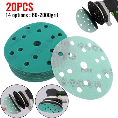 20Pcs 6 Inch 17 Holes 60-2000 Grit Sanding Discs PET Film Premium Hook and Loop Heavy Duty Sandpaper for Random Orbital Sanders