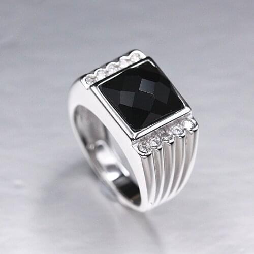 2019 New 100% S925 pure silver ring for men European fashion inlay with natural stone silver ring mens silver ring