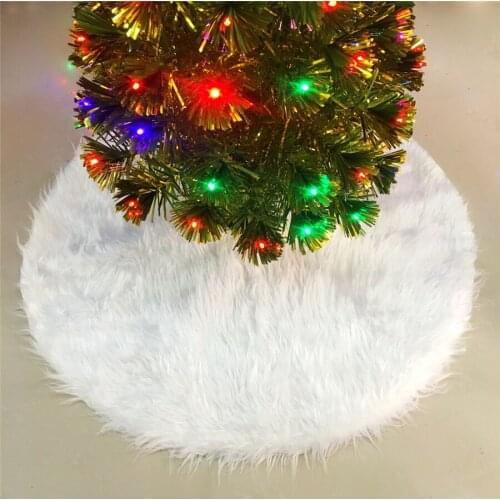 4pcs 30.7" Christmas Tree Skirts White Luxury Faux Fur Tree Ornaments Plush Xmas Tree Skirt New Year Party Christmas Decoration