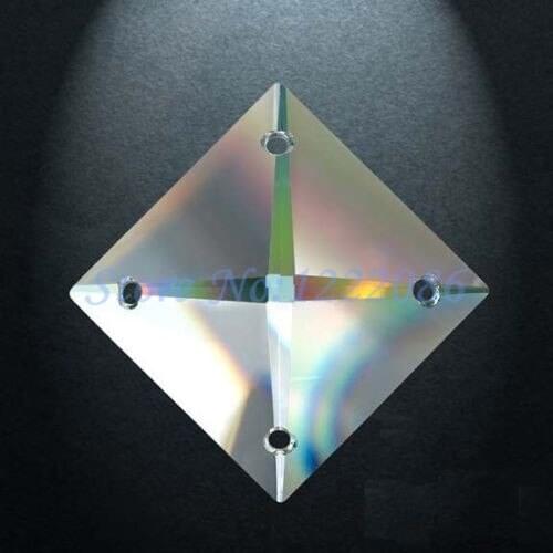 48pcs 22x22mm MC Square Glass Crystal Bead Prism With 4 Holes