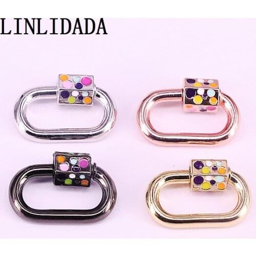 8Pcs,15*22mm Multicolor enamel clasp,colorful enamel connector clasp,Oval carabiner clasp pendant,fashion jewelry accessories