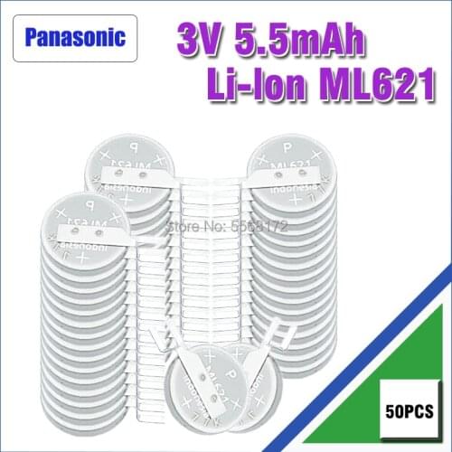 50PC Panasonic ML621 naked battery 3V rechargeable button battery can replace MS621 Electronic device memory backup power supply