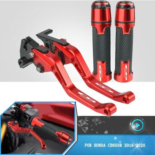 For Honda CB650R CB 650 R 2018 2019 2020 Aluminum Motorcycle Folding Adjustable Brake Clutch Levers+ Grips Accessories With Logo