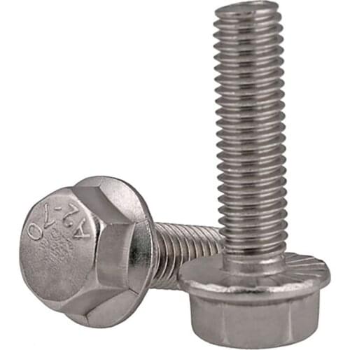 304 A2 Stainless steel hex flange bolt serrated flanged bolt M5 M6 M8 M10 M12