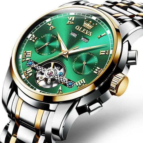 OLEVS brand watch is popular live broadcast Tourbillon fully automatic waterproof mechanical watch multi function mens watch