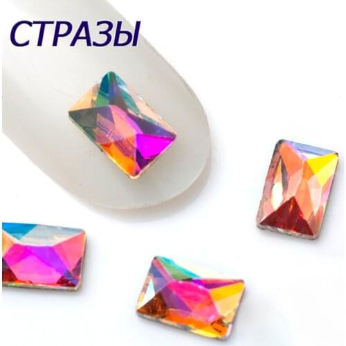 CTPA3bI 4x6mm 20PCS Cosmic Rectangle Flatback Crystal Clear AB No Hotfix Crystal For NOHF Strass Nail Art Decorations Rhinestone