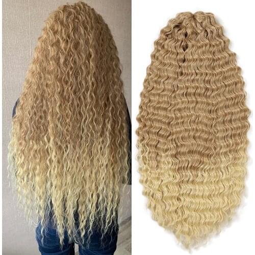 Synthetic Deep Water Wave Twist Afro Curls Crochet Hair Crochet Braid Ombre Braiding Hair Extensions For Women High Tempreture