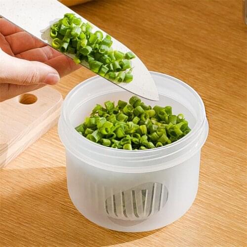 500ml Double-layer Transparent Plastic Drain-sealed Fresh-Keeping Bowl Refrigerator Storage Box Ginger Garlic and Green Onion
