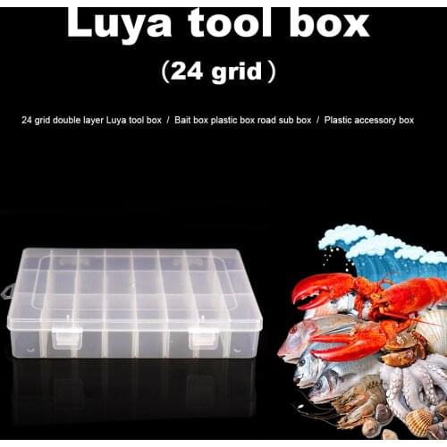 Double Layer Fishing Tackle Box 10/15/24 Slots Compartments Bait Lure Hook Storage Case Transparent Fishing Parts Accessories