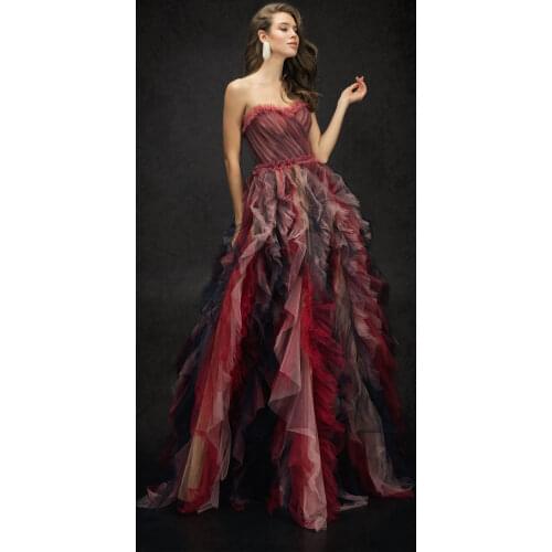 Wine Red Elegant Women Dress A-Line Sweetheart Tulle Cocktail Dress Ruffle Layered Summer Dress Prom Dress Custom Made