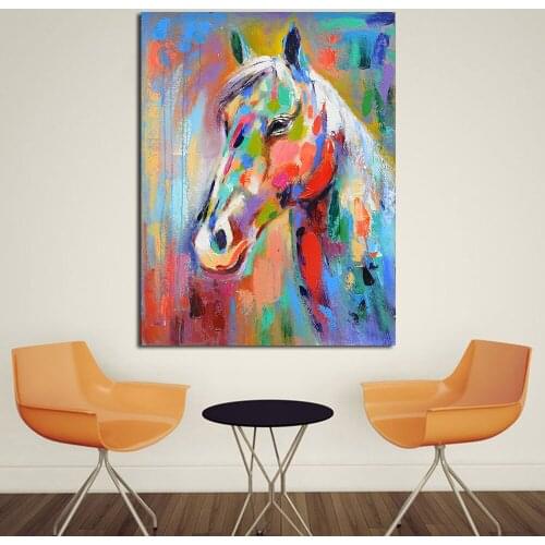 JQHYART Home Decor Smiling Horse Graffiti Picture Canvas Print decoration oil painting For Living Room No Frame Picture