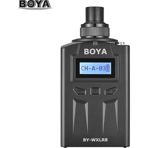 BOYA BY-WXLR8 Pro Microphone PLL Synthesized Control Oscillator MIC 48-Channel Plug-on Transmitter LCD Display XLR Connection