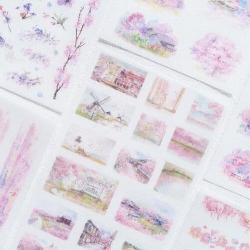 Kawaii Stickers Romantic Cherry Blossom Flat Sticker Scrapbooking Notepad Stationery DIY Bullet Journal Office School Supplies