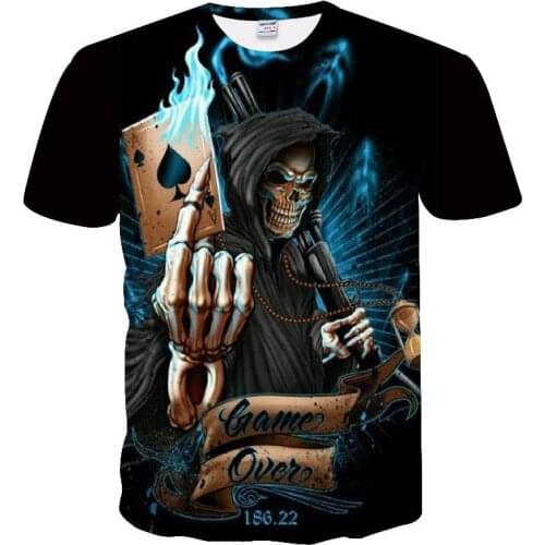 T-shirt2020 mens summer new personality horror skull pattern t-shirt 3D mens short-sleeved hip-hop funny fashion t-shirt