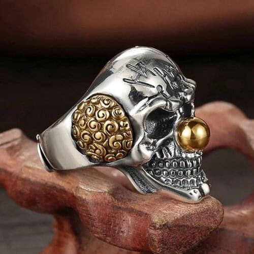 Fashion Men Skull Ring Joker Face With Letter Knuckle Ring Alloy Vintage Man Jewelle Funny Clowns Party Gift