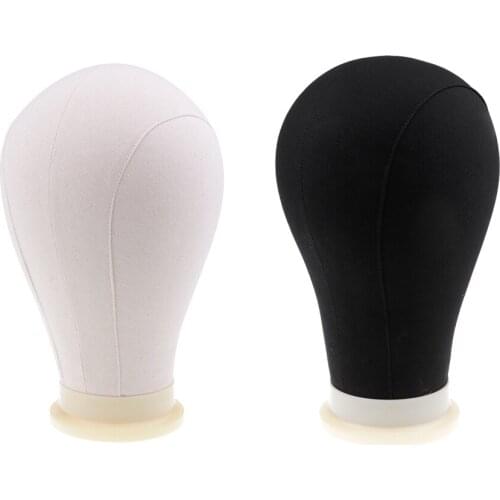 Set of 2, Canvas Cork Block Head Wig Making Mannequin Head Hats Glasses Display Stand Rack