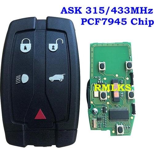 New 5 Buttons Smart Remote Fob Car Key 433MHz 315Mhz DIY for Land Rover Freelander 2 LR2 Sport 2008-2012 Keyless Entry Remote