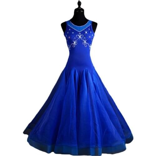 Sleeveless Diamond Modern Dancing Dress Stage Performance Match Dress New National Standard Dance Dress Tango Waltz Dance Dress