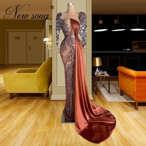 Vestido De Festa Full Beaded Party Dress Saudi Arabia Prom Dresses 2021 Crystals Celebrity Dress Mermaid Arabic Evening Gowns