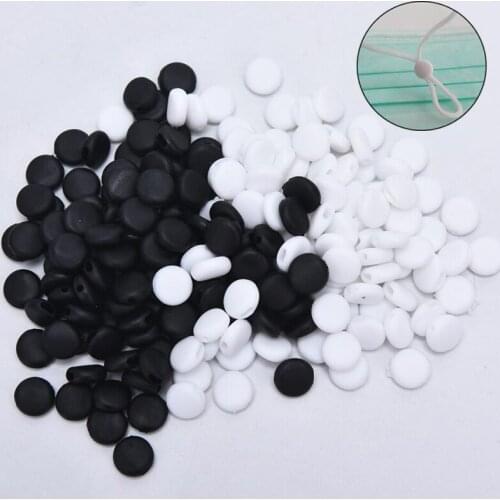 100pcs 15mm Flat Adjustment Buckle Beads Silica Gel Bottons for Mask Elastic Cord Stopper Rope Lock DIY Strap Cord Ends