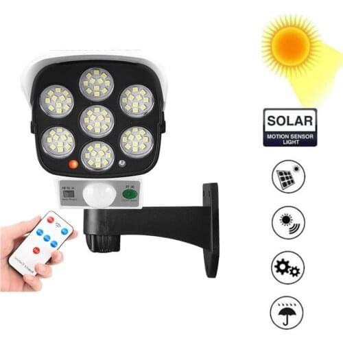 Remote solar fake monitor dummy camera Power PIR Motion Sensor Flood Wall Light Waterproof Outdoor Indoor Garden Security Lamp W