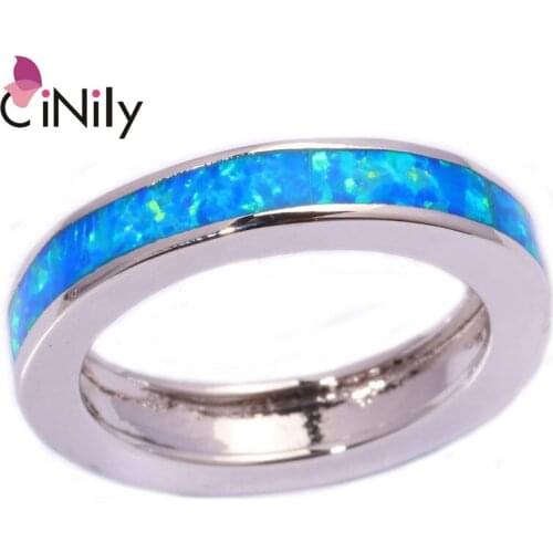 CiNily Created Blue Fire Opal Silver Plated Wholesale Hot Sell Fashion For Women Jewelry Gift Ring Size 7 8 9 OJ5446