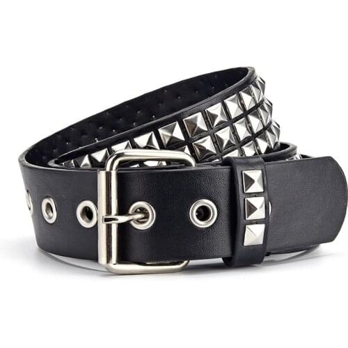 Punk Rock Unisex Belt Shiny Pyramid Fashion Rivet Belt for Men&Women Studded Belt Pin Buckle Belt for Women ceinture femme