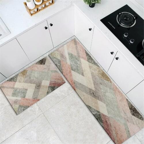 Pink Gray Geometric Marble Kitchen Mats For Floor Non-slip Bathroom Mat Bedroom Bedside Mat Laundry Room Balcony Mat Hallway Mat
