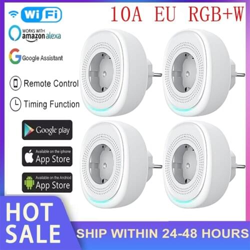 1/3/5pcs EU 10A Smart WiFi Plug Socket Double USB Port Plug Smart Home Remote Control With LED Light With Alexa Google Home