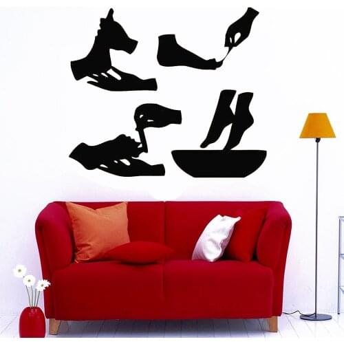 Manicure Salon Wall Decals Vinyl Girls manicure pedicure nail salon Decor Stickers Removable Nail Shop Decoration Mural Z631