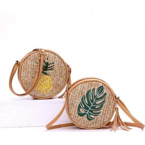 Women Messenger Bags Women Shoulder Bag Wholesale Summer Female 2019 Small Round Shoulder Messenger Straw Bag