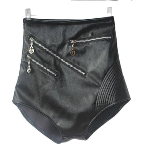 Woman Ds Costume Star Skinny Leather Shorts Female Summer Oversized Singer Sexy Pu Shorts Lady Sexy Slim High Waist Short Pants