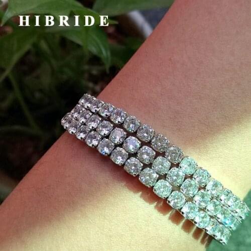 HIBRIDE New 16+3cm Adjustable Size Bracelets For Women Fashion Round CZ Stone Withe Gold Color Pulseira Feminina Bangles B-84