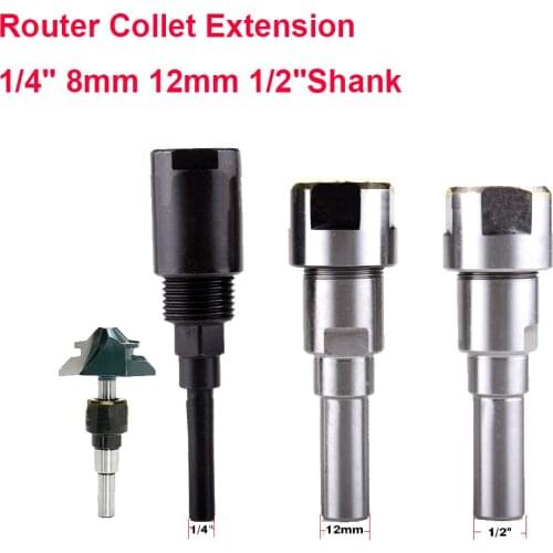 1PC 1/4" 8mm 12mm 1/2"Shank Shank Collet Chuck Holder Woodwork CNC Milling Router Bit Extension Rod