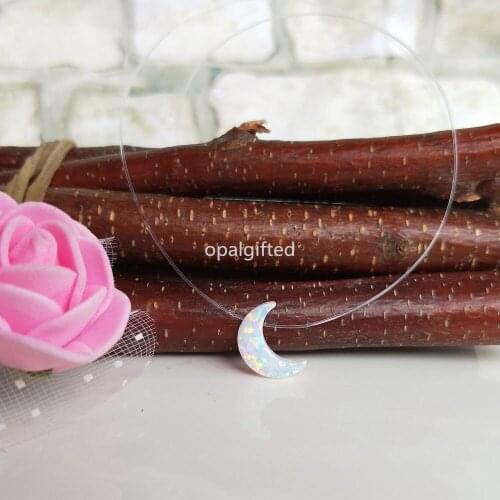 1pc/lot OP17 925 Sterling Silver Transparent Nylon Chain moon Opal Necklace Transparent half moon Opal Necklace for Gift