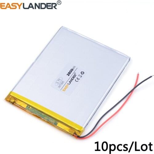 10pcs /Lot 3.7v lithium Li ion polymer rechargeable battery 397095 2800mAh For 7,8,9 inch tablet