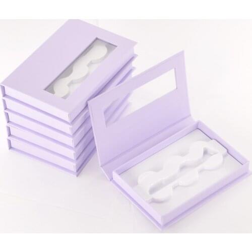 10/Pack Wholesale 3pairs Lash Book Eyelash Packaging Box Custom Faux Cils Mink Lashes Strip Purple Storage Package Case Vendor