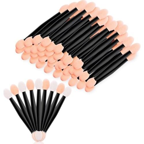100pcs Double-Ended Eye Shadow Cosmetic Brushes Eyeshadow Eyeliner Sponge Lip Brush Disposable Eye Applying Brush Makeup Tools