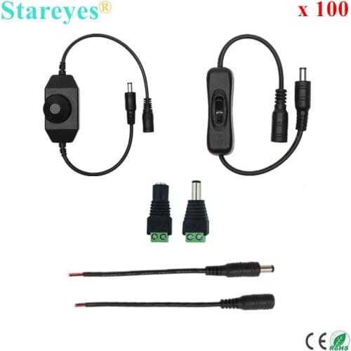 100 Pieces DC 5.5mm *2.1mm Switch Dimmer Male Female DC Connector breaker cable with wire DC Power Jack For LED strip CCTV