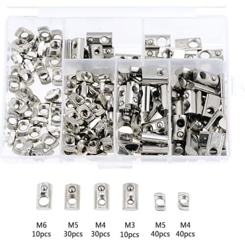 160Pcs/Box M4 M5 T-nut Boat-Type Nut For Aluminum Extrusion Profile M3 M4 M5 M6 Half Round Elasticity Spring Nut Ball Nut