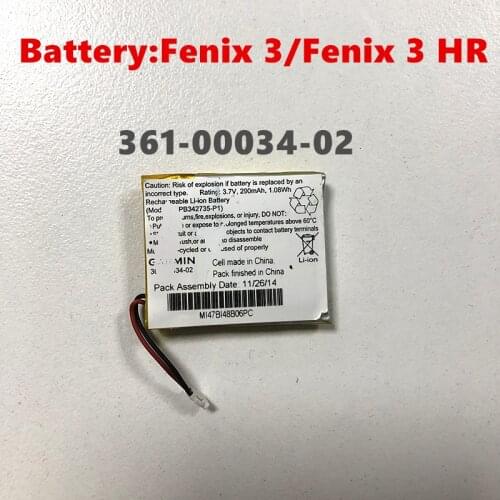 Original Garmin 361-00034-02 290mAh 3.7V Rechargeable Lithium Battery For GARMIN Fenix 3 /Fenix3 HR replacement parts