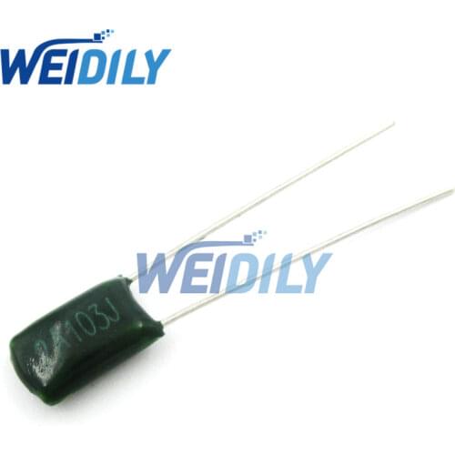 100PCS/LOT 2A103J 2A103 100V 0.01UF 10nF Polyester Film Capacitor Capacitance